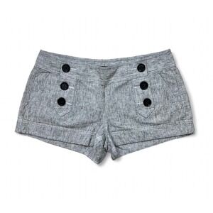 Y2K Express Beige Low Rise Linen Cotton Mini Shorts Button Front Women's Size‎ 4